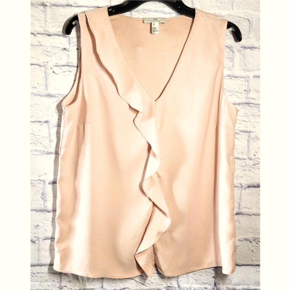 Halston Heritage | Tops | Halston Sleeveless Cascading Ruffled Top Size ...